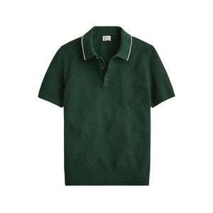 J. Crew NWT Men's Short Sleeve Cotton seed stitch sweater polo Shirt Green Small